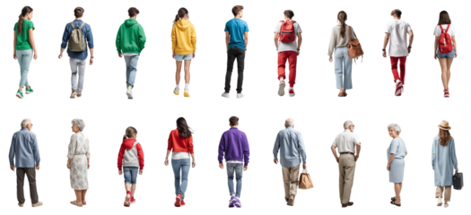 後ろ姿の人々の切抜き素材集（背景透過）