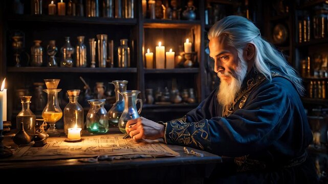An alchemist in his alchemy lab