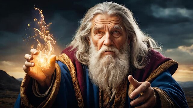 An old wizard performing a spell
