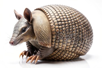 Obraz premium Armadillo Close-Up on White Background.