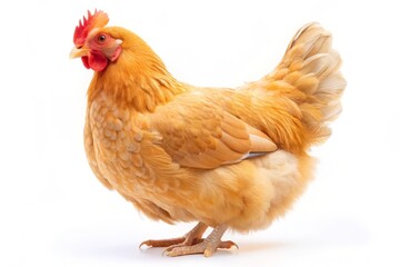 Fototapeta premium Golden Hen with White Background.