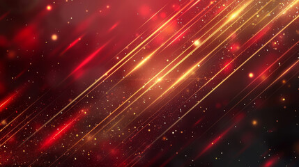 Red background, with red and gold gradient lines, light effects, and a background image for the year end business conference poster.