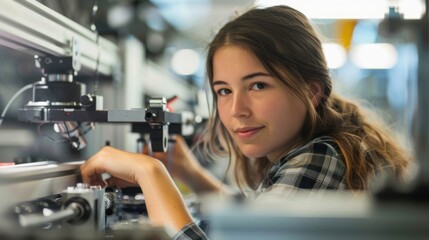 Young Woman Working in a Technology Lab