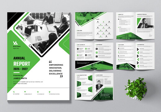 Annual Report Layout With Green Accents