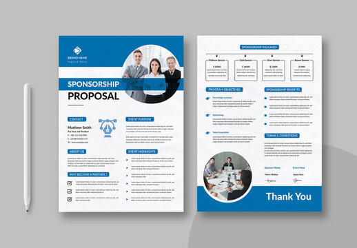 Sponsorship Proposal Layout With Blue Accents
