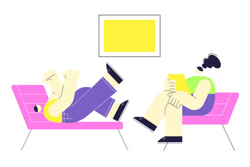 Man in a therapy session with female psychologist