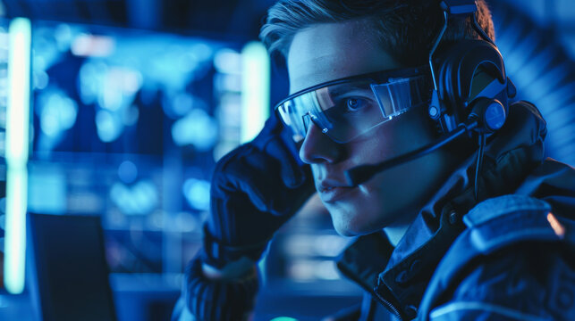 Portrait of a hacker trying to hack a security system. Excellent data protection shielding. Cyber Attack Response - Powered by Adobe