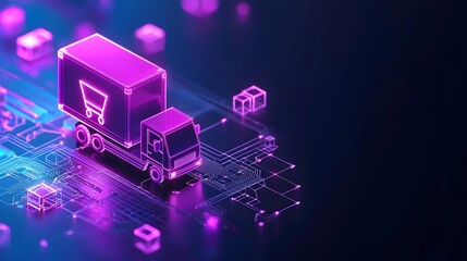 Naklejka premium 3D Isometric Delivery Icon on Dark Background with Copyspace