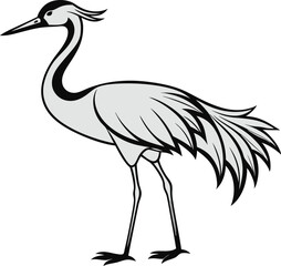 Obraz premium crane black and white Silhouette