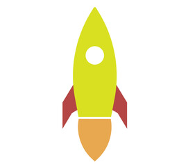 rocket spacecraft cute flat simple design vector