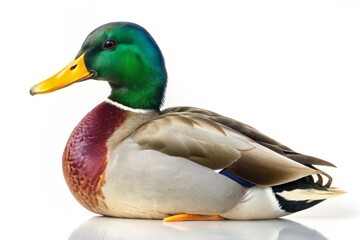 Fototapeta premium Mallard Duck Isolated on White Background.