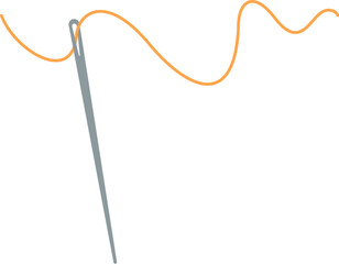 Tailor thread and needle icon, doodle fashion accessories object, vector sewing craft tool element, cartoon embroidery supplies design, flat dressmaking decoration illustration,