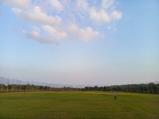 Fototapeta premium photo of a field where you can practice hitting golf balls, usually called a driving range