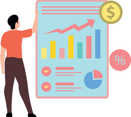 The boy is looking at the dollar report.