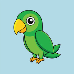 Green Parrot Cartoon Vector Illustration - Vibrant and Fun Design