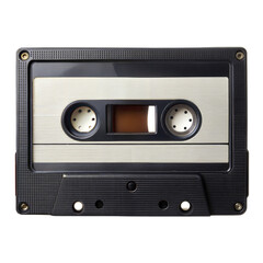 Obraz premium black retro tape cassette isolated on white background, png format