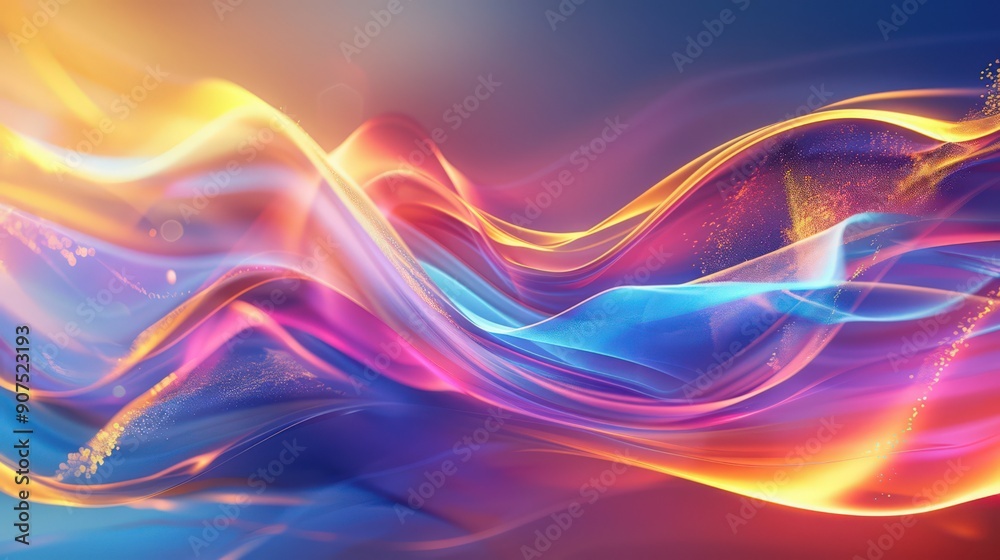 Poster abstract 3d waves of light and color, creating a dynamic and vibrant background for artistic and cre