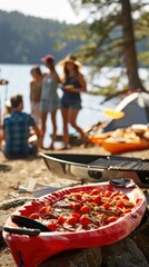 Grilled Fish and Cherry Tomatoes in Kayak.