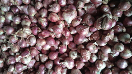 Red Onions Background Full Frame Close-Up
