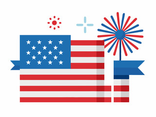 vector illustration of the with American flag