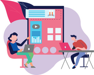 A boy and a girl are working on a graph.