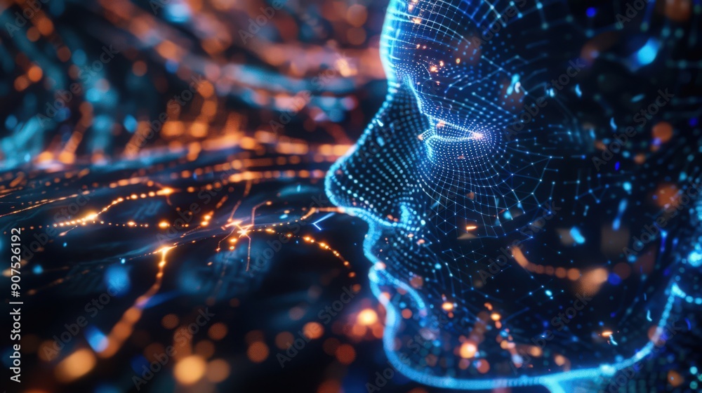 Poster ai and machine learning concept, with neural network patterns