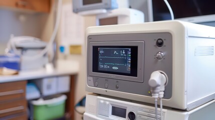 An advanced infusion warmer, featuring precise temperature control and safety features, used for warming intravenous fluids.