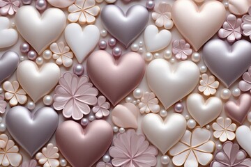 Obraz premium Beautiful Valentine's Day heart decorations with floral patterns.