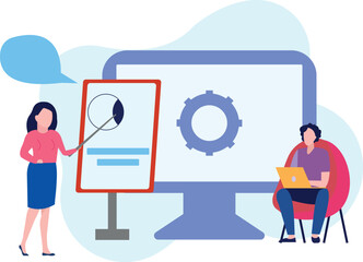 The girl is teaching the student.