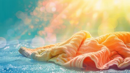 200. Quick-Dry Towel, movie style, complementary colors, nature-inspired pattern, eye level, soft light, light rays,