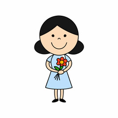 Girl holding a bouquet of flowers with a big smile