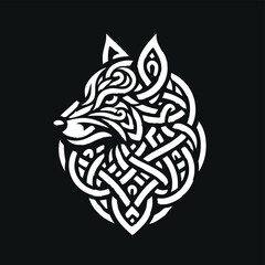 Celtic Wolf - Intricate knot patterns vector logo illustration or silhouette