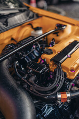 Obraz premium Internal combustion engine close up photo. Car tuning