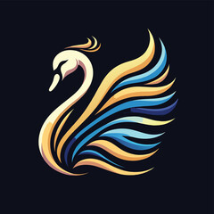 Elegant Swan - Flowing lines, royal color palette vector logo illustration or silhouetteAdobe Illustrator Artwork