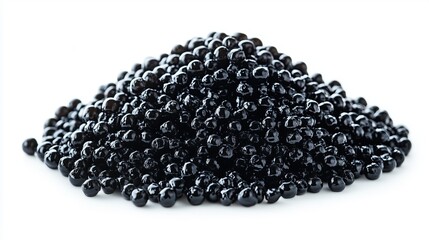 A pile of black caviar isolated on white background