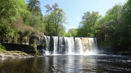 Fototapeta premium Majestic Waterfall in Lush Forest.