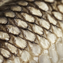 Close-up of striped bass scales and patterns