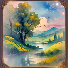 watercolor painting of a landscape