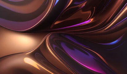Obraz premium Holographic background with dark brown purple. Iridescent holographic foil, metallic texture, ultraviolet wavy wallpaper, fluid ripples, liquid metal surface, esoteric aura spectrum.