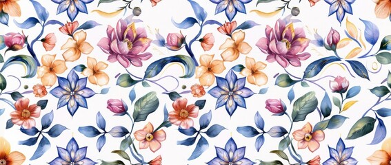 Seamless, outstanding with floral patterns in watercolor style.