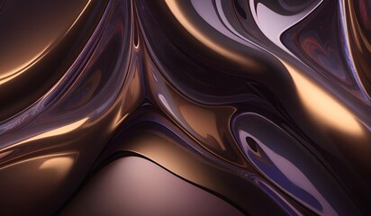 Obraz premium Holographic background with dark brown purple. Iridescent holographic foil, metallic texture, ultraviolet wavy wallpaper, fluid ripples, liquid metal surface, esoteric aura spectrum.