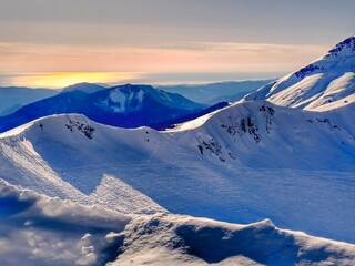 snow covered mountains