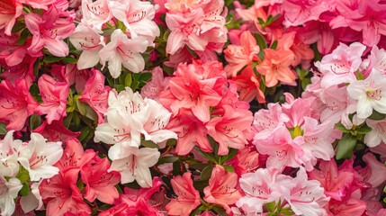 Azaleas, with their profusion of vibrant blooms in shades of pink, red, and white, transforming gardens into colorful tapestries.