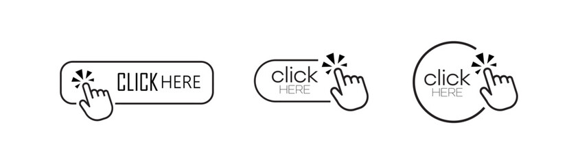 click here sign on white background	