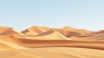 Golden Sand Dunes Under Blue Sky.