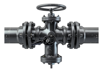 water pipes and valve isolated on transparent background.