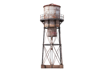 water tank tower isolated on transparent background.