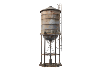 water tank tower isolated on transparent background.