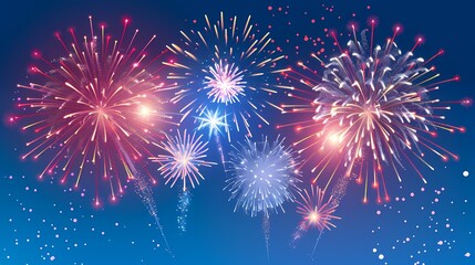 Fototapeta premium Colorful fireworks illuminate the night sky, creating a mesmerizing display of light and beauty.