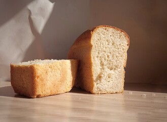 White bread in the cut. Background, place for text. Gluten-free diet. Bakery. Warm bread made from fresh flour. The concept of a good harvest. A new grain harvest.